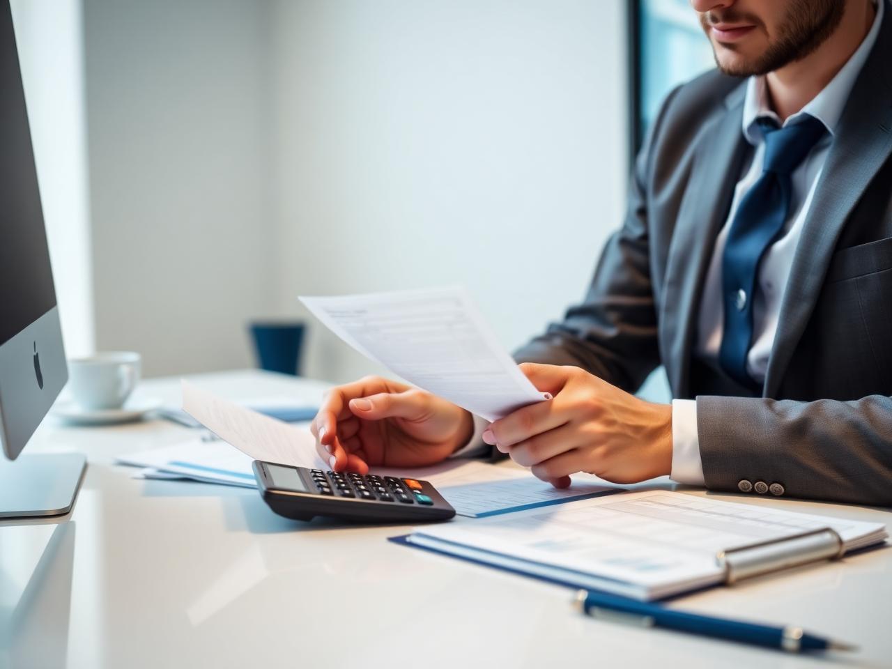 Empresário analisando documentos contábeis